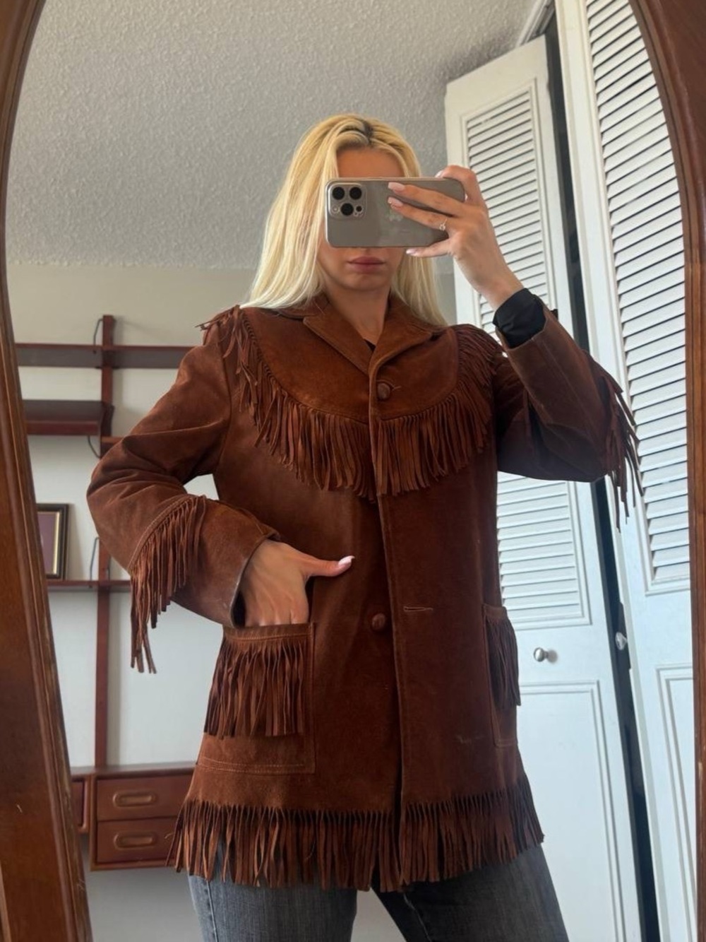 Vintage 1970s Brown Fringe Leather Jacket
